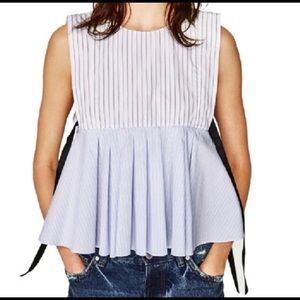 Zara Striped Blouse with Black Ties